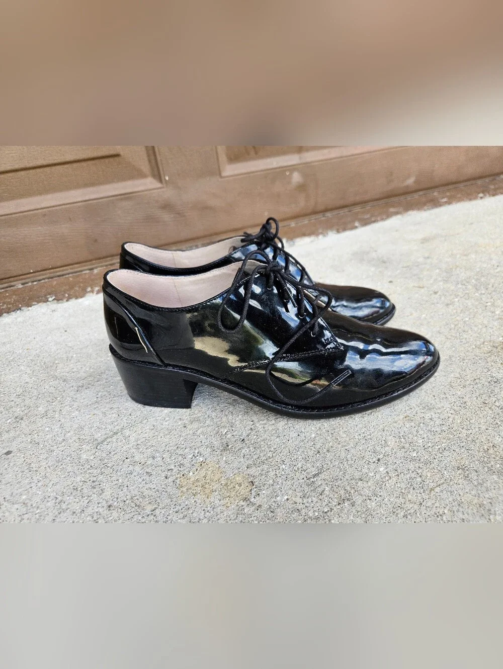 Louise et Cie Finch Shoes Womens 7M US  Oxford Lace Up Block Heels Leather Black